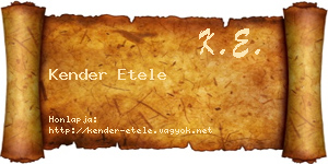 Kender Etele névjegykártya
